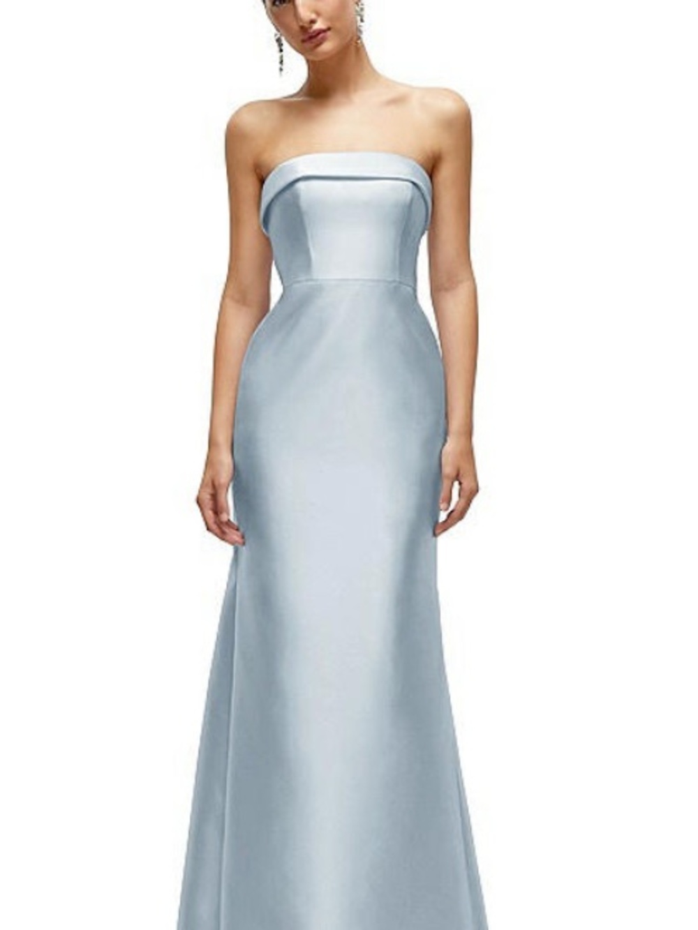 ALFRED SUNG D870 Strapless Pale Blue Satin Gown